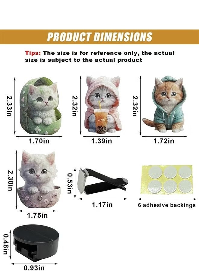 4 PcsCute Cat Car Air Vent Decoration Clamped Scent Holders - Freshen the Air with Pressed Scents - Car Interior Accessories for Driving Fun - Image 2